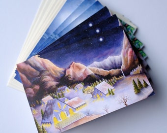 Middle-earth Winter 3.5x5 Inch Notecard Multipack, Tolkien Stationery, Lord of the Rings, Christmas Yule Solstice New Years Gift