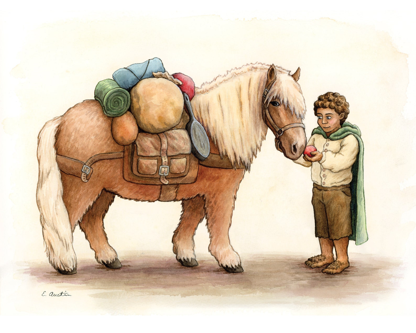 Sam Gamgee and Bill the Pony, Watercolor Art Print, Lord of the Rings ...