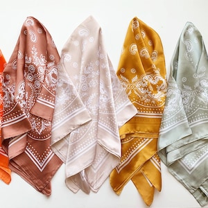 FINAL SALE//16 Colors Paisley Square Scarves Silk Blend Head Neck Scarf Neckerchief/Bag Scarf/Head Scarf/Turban Scarf/Head Wrap/Bandanna