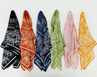 FINAL SALE//Floral Paisley Hair Scarf/Headscarf/Silky Bandana/Neckerchief/Braid Scarf/Red, Blue, Pink, White, Copper, Green, Green, Yellow