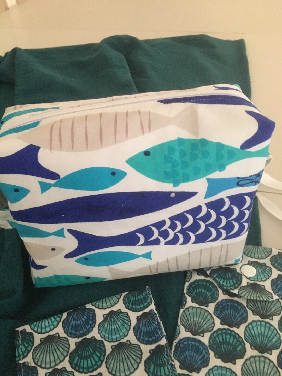 Yellow - Handmade Cotton Fabric Toilet Pouch main image 0