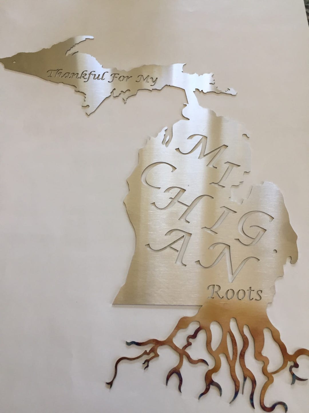 Michigan Roots Vector Michigan Roots Stainless Steel Sign - Etsy