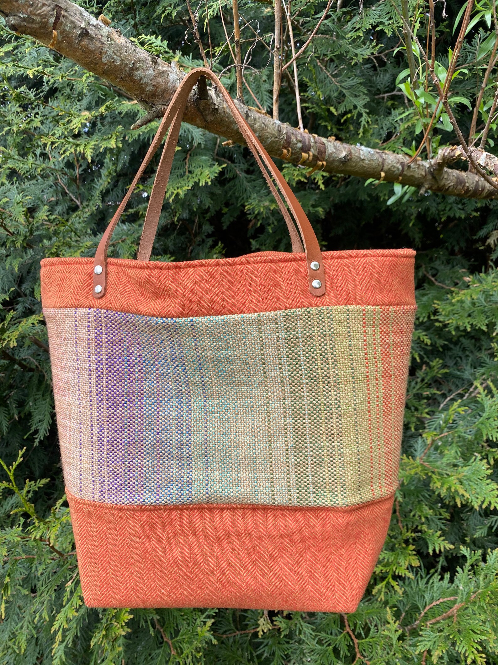 Large Handwoven tote Wool Project Bag Large Knitting Bag Etsy