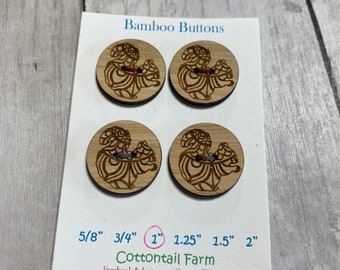 Bamboo Buttons, Sweater Buttons, Handmade Buttons, Buttons, Knitting Buttons