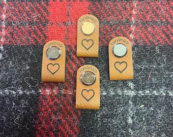 Handgemaakte Tags, foldover tags, Faux lederen Breien Tags, Breien Tags, Haak Tags, Hat Tags