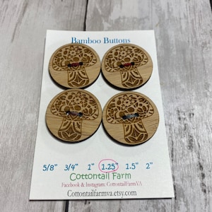 Bamboo Buttons, Sweater Buttons, Handmade Buttons, Buttons, Knitting Buttons