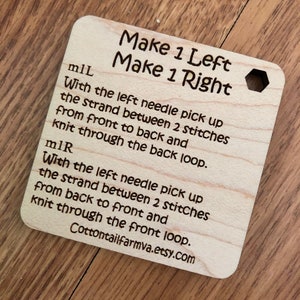 Make one Left Make one right stitch, yarn tool, knitting tool, sock reminder,M1L reminder, knitter gift image 1