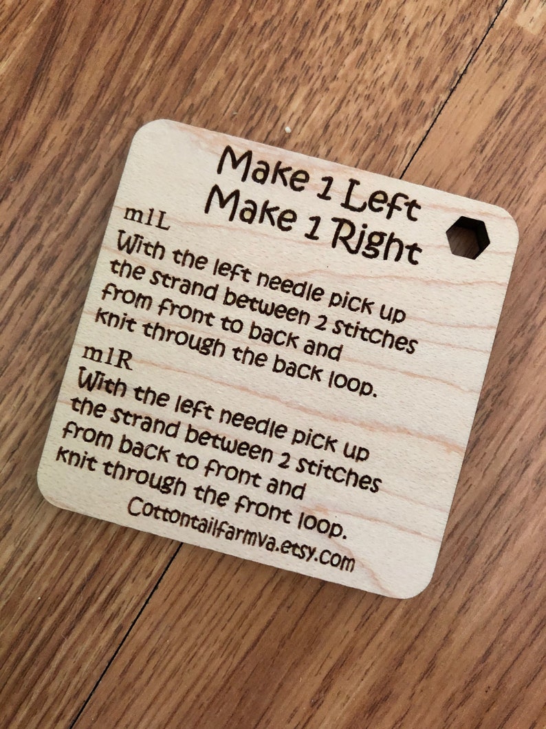 Make one Left Make one right stitch, yarn tool, knitting tool, sock reminder,M1L reminder, knitter gift image 1