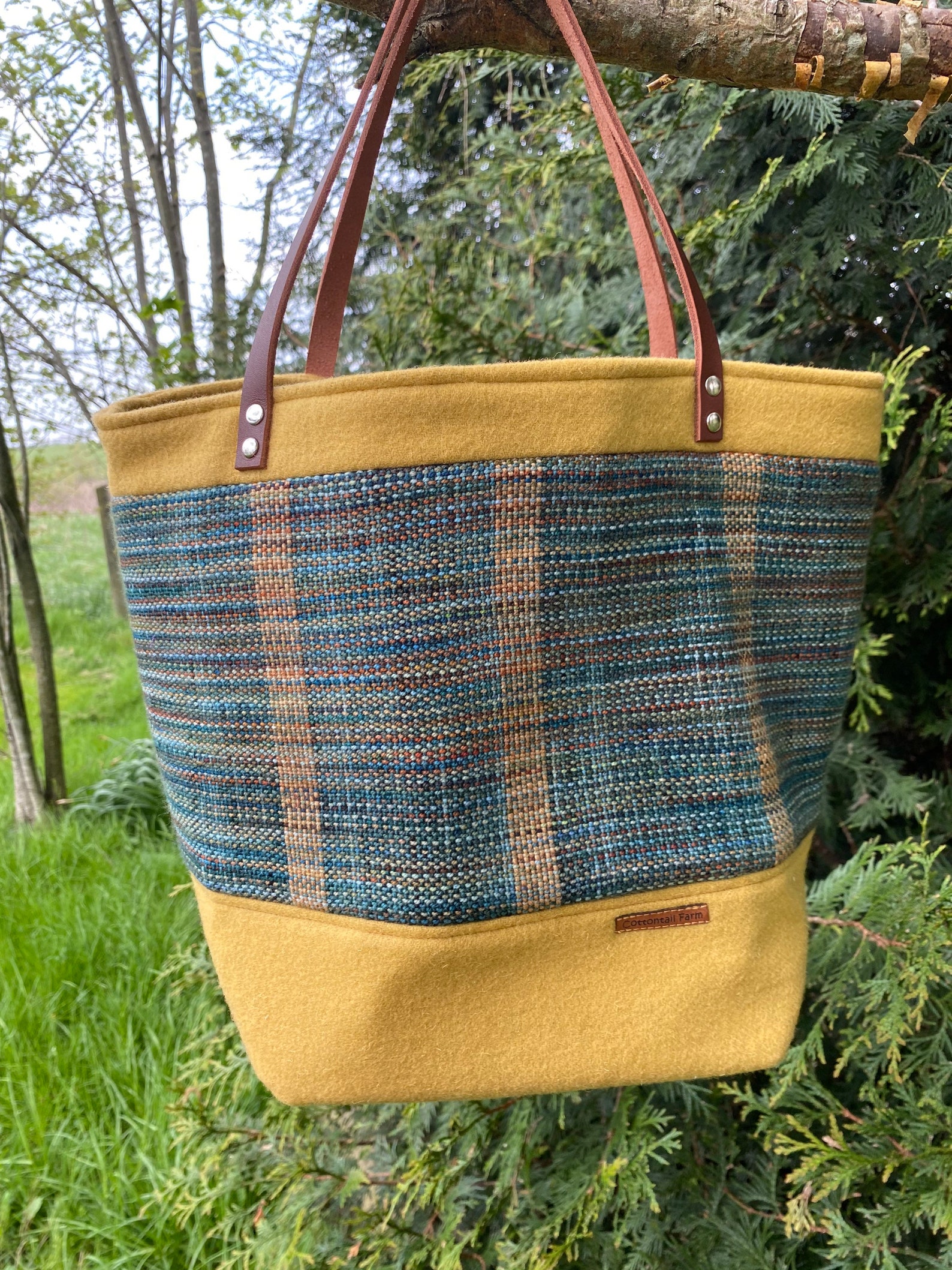 Large Handwoven tote Wool Project Bag Large Knitting Bag Etsy