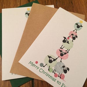 Cartes de Noël, Cartes pliées de papeterie de mouton de Noël, ensemble de carte de mouton