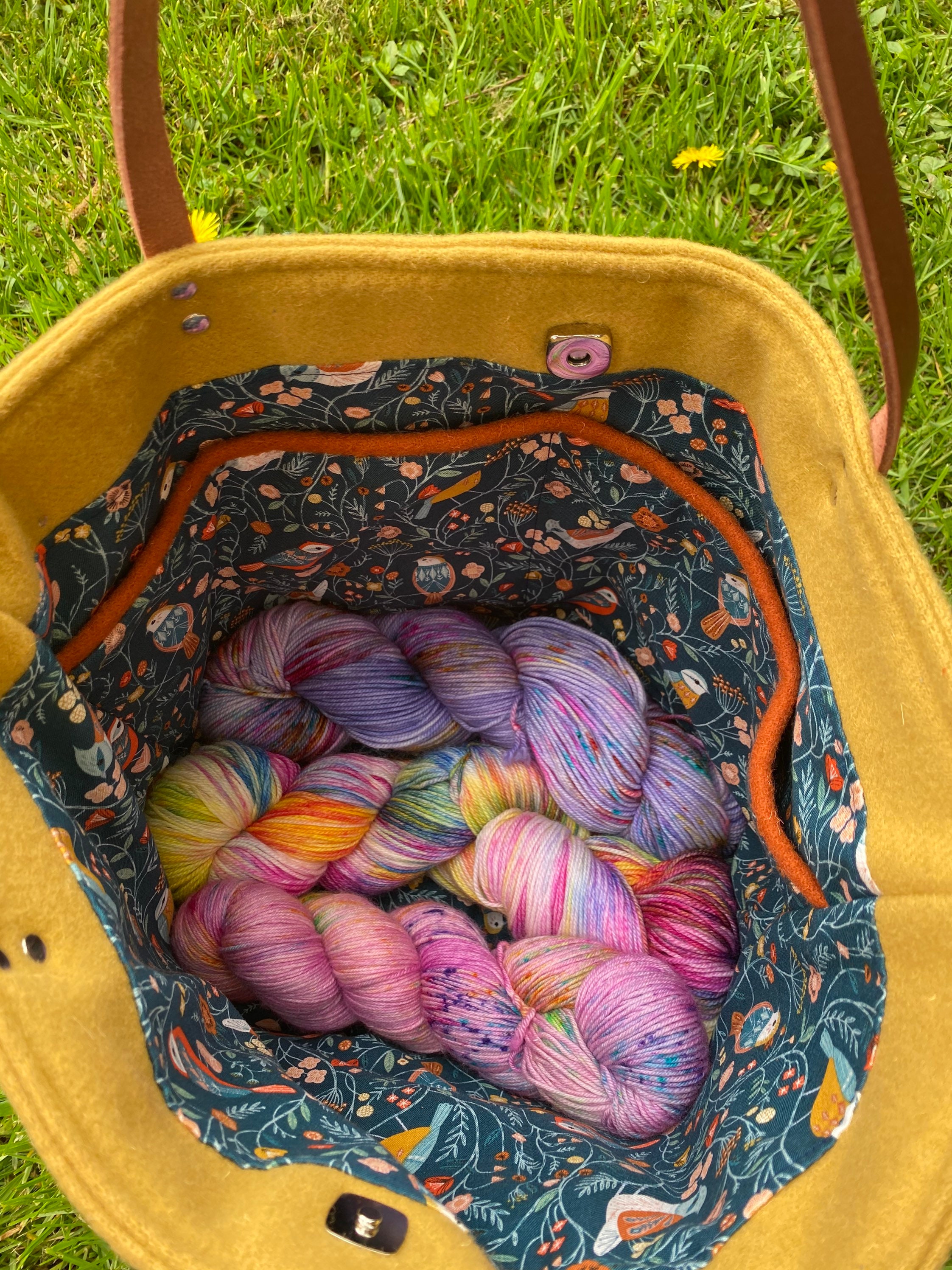 Large Handwoven tote Wool Project Bag Large Knitting Bag Etsy