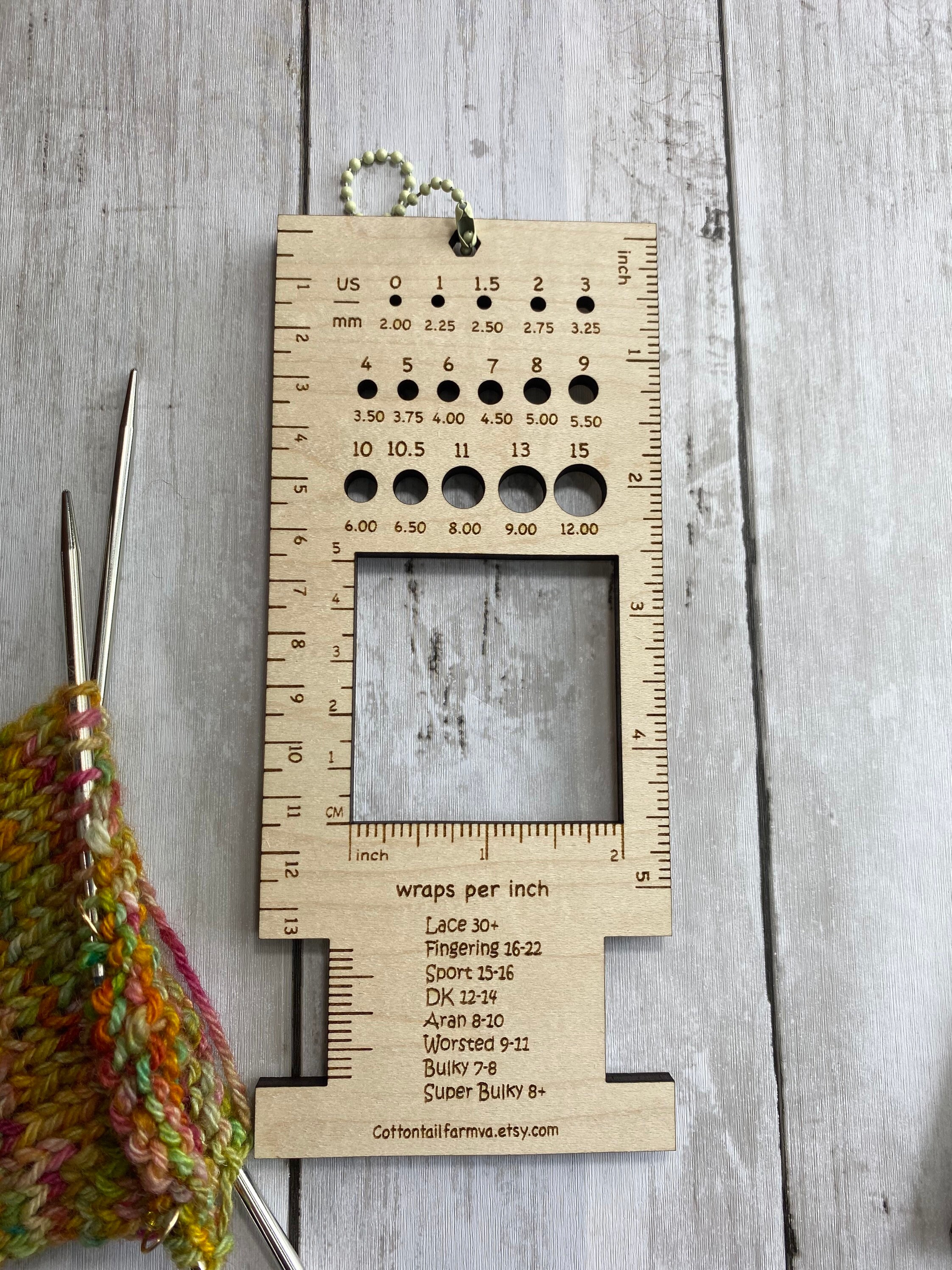 Knitting tool, Needle Gauge, Swatch Gauge, Knitting ruler, WPI gauge,…