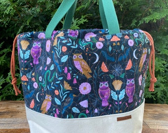 Extra Large Drawstring tote, Quilted Project Bag, Large Knitting Bag, Large Drawstring Bag, Blanket Project Bag, Sewing Bag