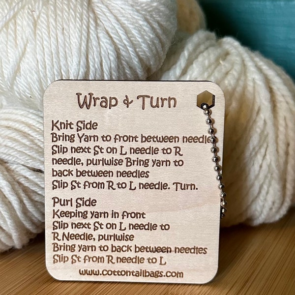 Wrap and Turn Knitting Directions, Knitting Tool, Knitting Direction Helper, Knitting Reminder