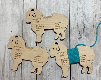 Wraps per inch gauge, yarn tool, knitting tool, WPI tool, Spinning gauge, spinners control card, sheep wraps pets inch
