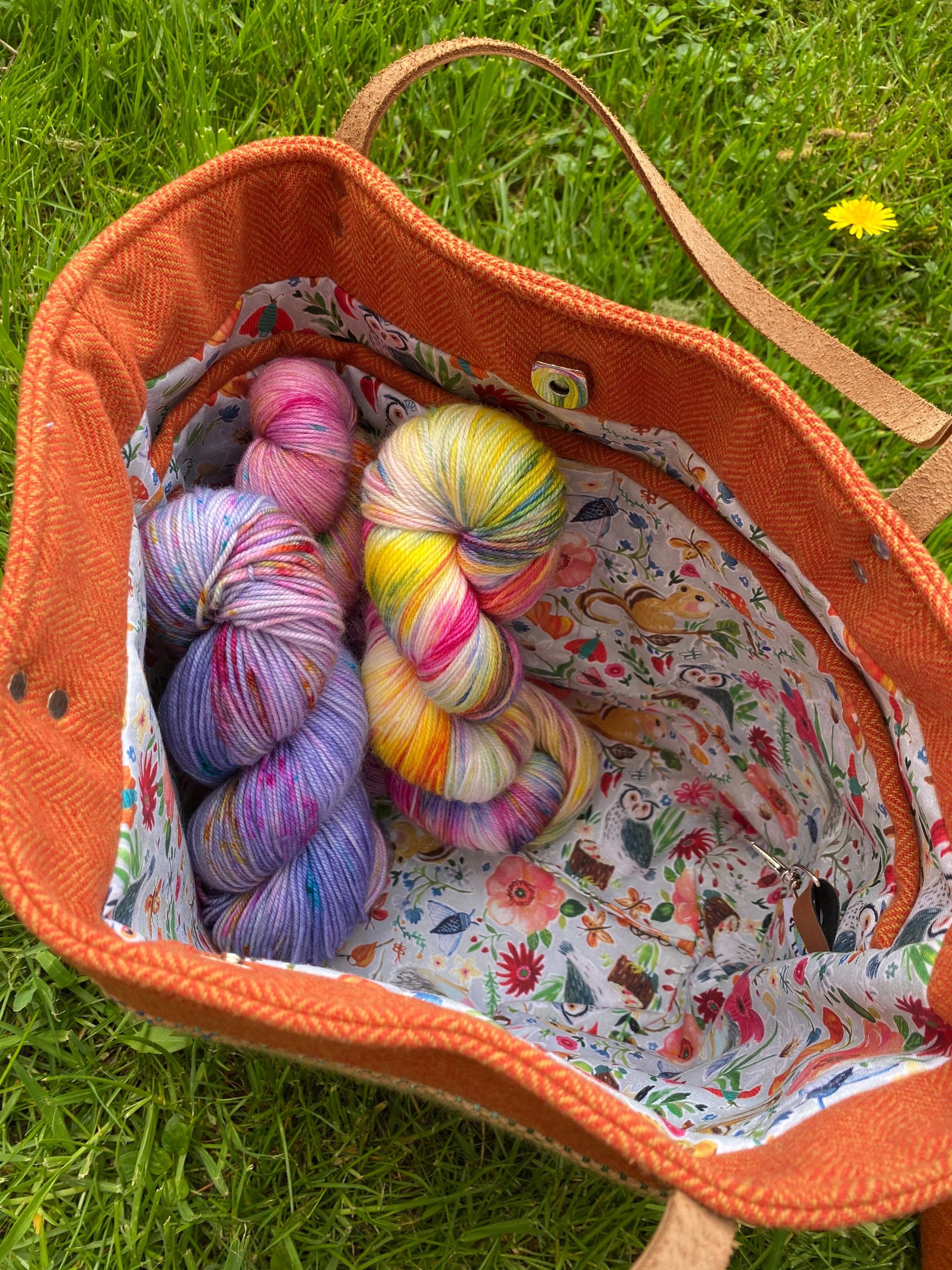 Large Handwoven tote Wool Project Bag Large Knitting Bag Etsy