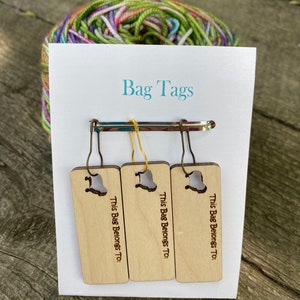 Bag Tags, Identification Tags, knitting bag tags, crochet bag tag, name tag, bag name tag