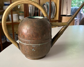 Art Deco brass and copper watering can by Walter von Nessen for Chase Brass and Copper Co.