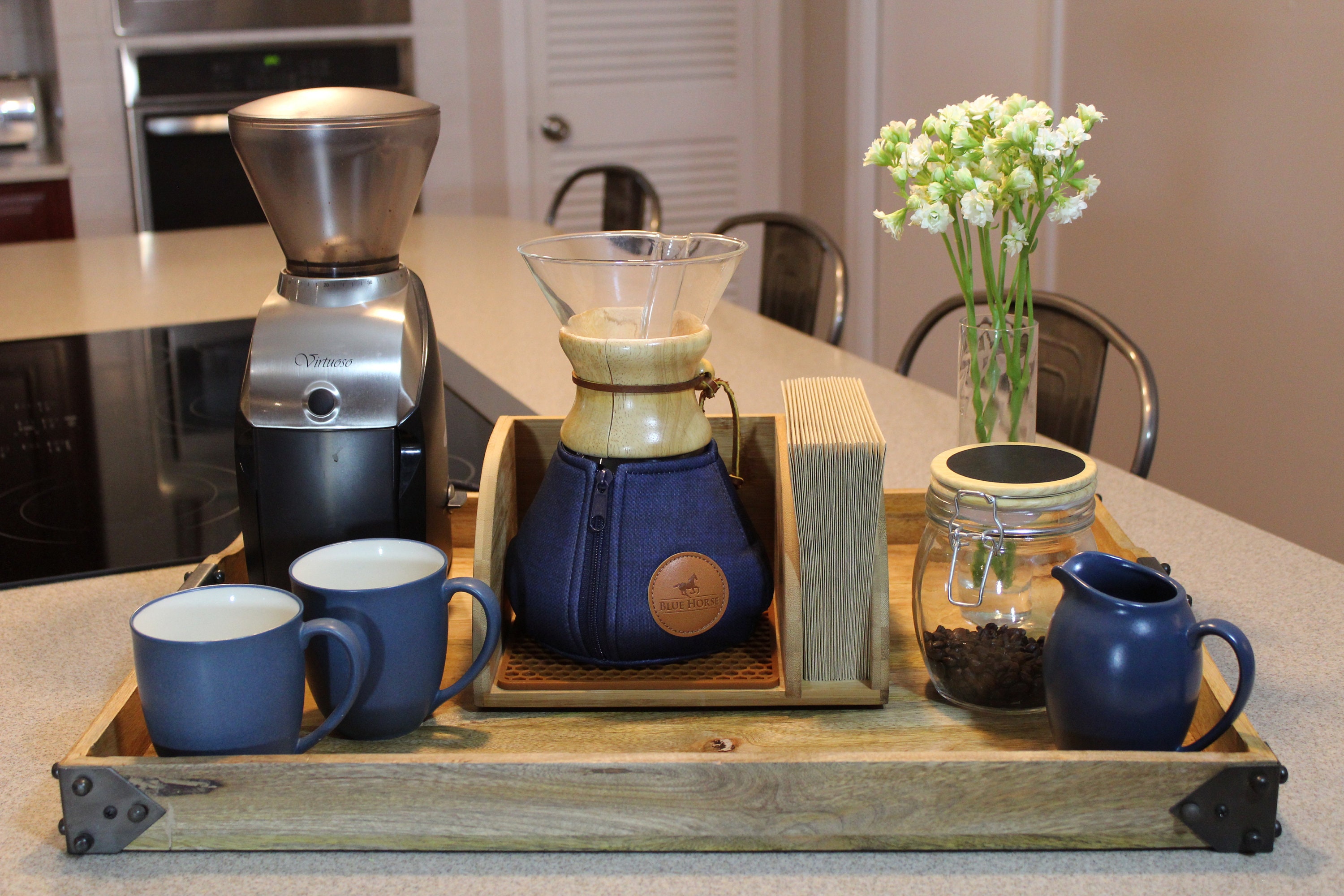 blue horse caddy for aeropress coffee maker
