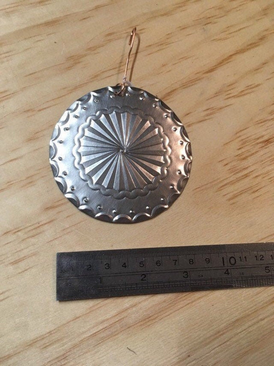 Punched Tin Christmas Ornament Disc with Punched Pattern and Etsy