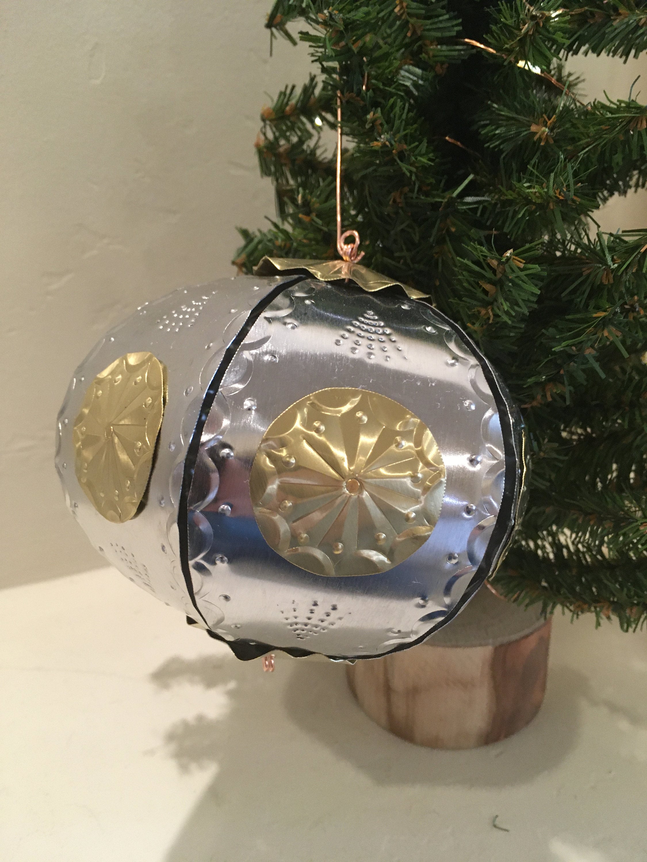 Large Punched Tin Christmas Ornament Globe with Hook and Etsy