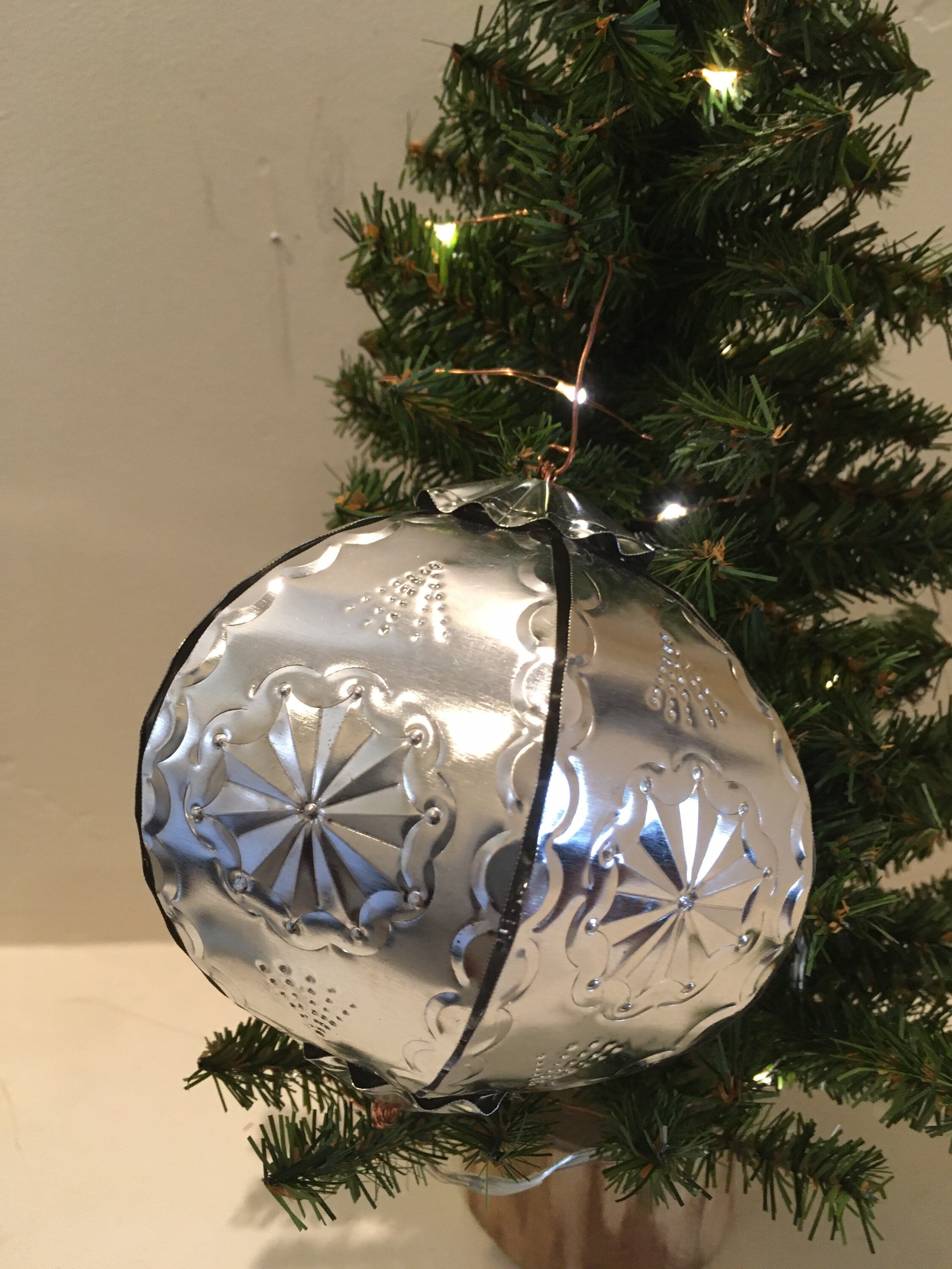 Large Punched Tin Christmas Ornament Globe with Hook and Etsy