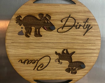 Funny Doggie/Kitty Dishwasher Magnet (Clean/Dirty)