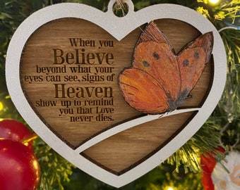 Butterfly Memorial Signs From Heaven Ornament With Heart Stand Or Iron Stand