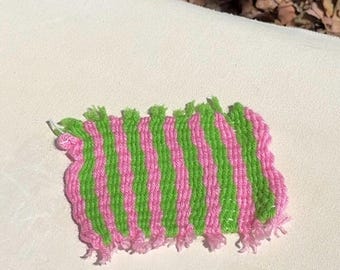 Pink and Green Crochet Coaster