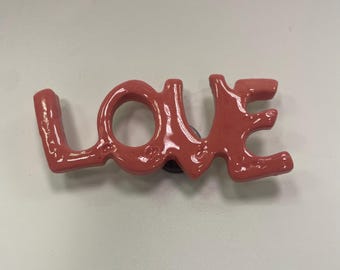 Handcrafted Ceramic LOVE Magnet: Valentine's Day Decor