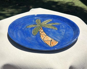 Handmade Palm Tree Ceramic Plate