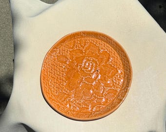 Handmade Orange Ceramic Decor Plate