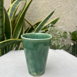 Handmade Green Ceramic Cup Drinkware for Coffee Tea Water Mug no handle