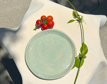 Handmade Teal Ceramic Plate