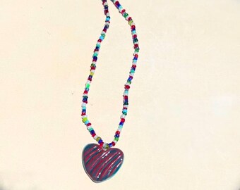 Handmade Beaded Heart Necklace