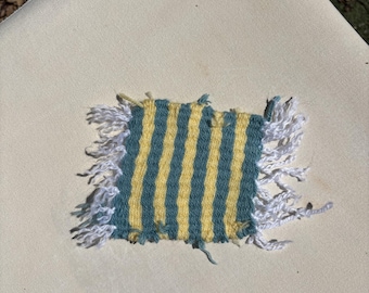 Blue and Yellow Crochet Coaster