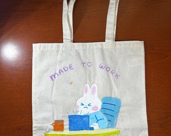 Born to Frolic Made to Work Bunny Totebag by Chuck