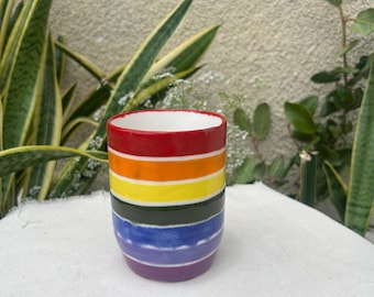 Handmade Rainbow Ceramic Cup Drinkware for Coffee Tea Water Mug no handle