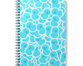 Duckie the cute rubber duck, blue version, wirobound Softcover Notebook, A5