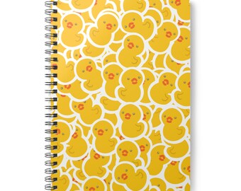 Duckie the cute rubber duck, yellow version, wirobound Softcover Notebook, A5