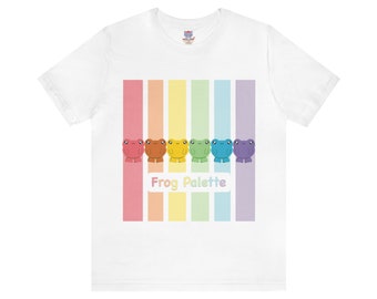 Frog palette, cute rainbow frog print on Unisex Jersey Short Sleeve Tee