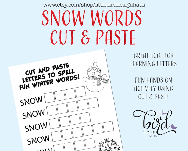 Winter Cut and Paste Activity Worksheet Printable Kindergarten