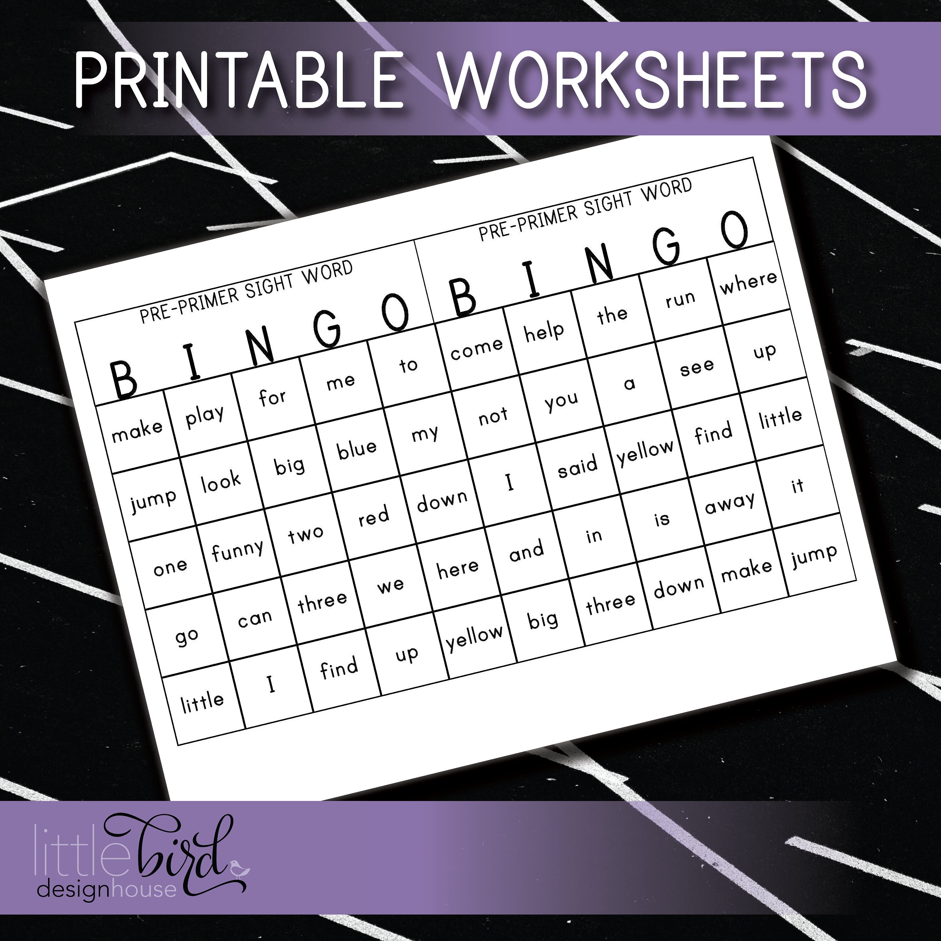 Printable BINGO Sight Word Game 10 BINGO cards 40 Dolch | Etsy