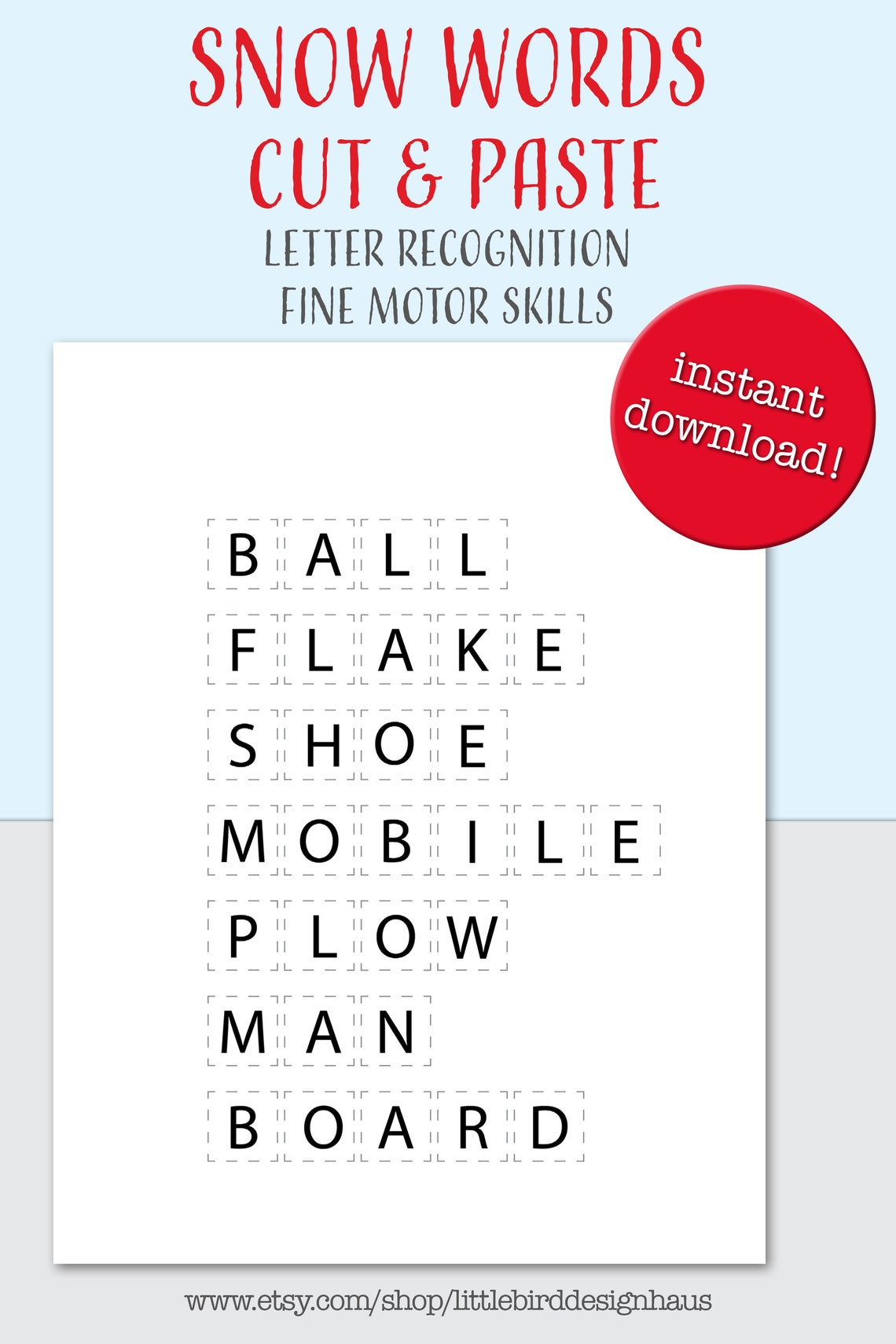 Winter Cut and Paste Activity Worksheet Printable Kindergarten