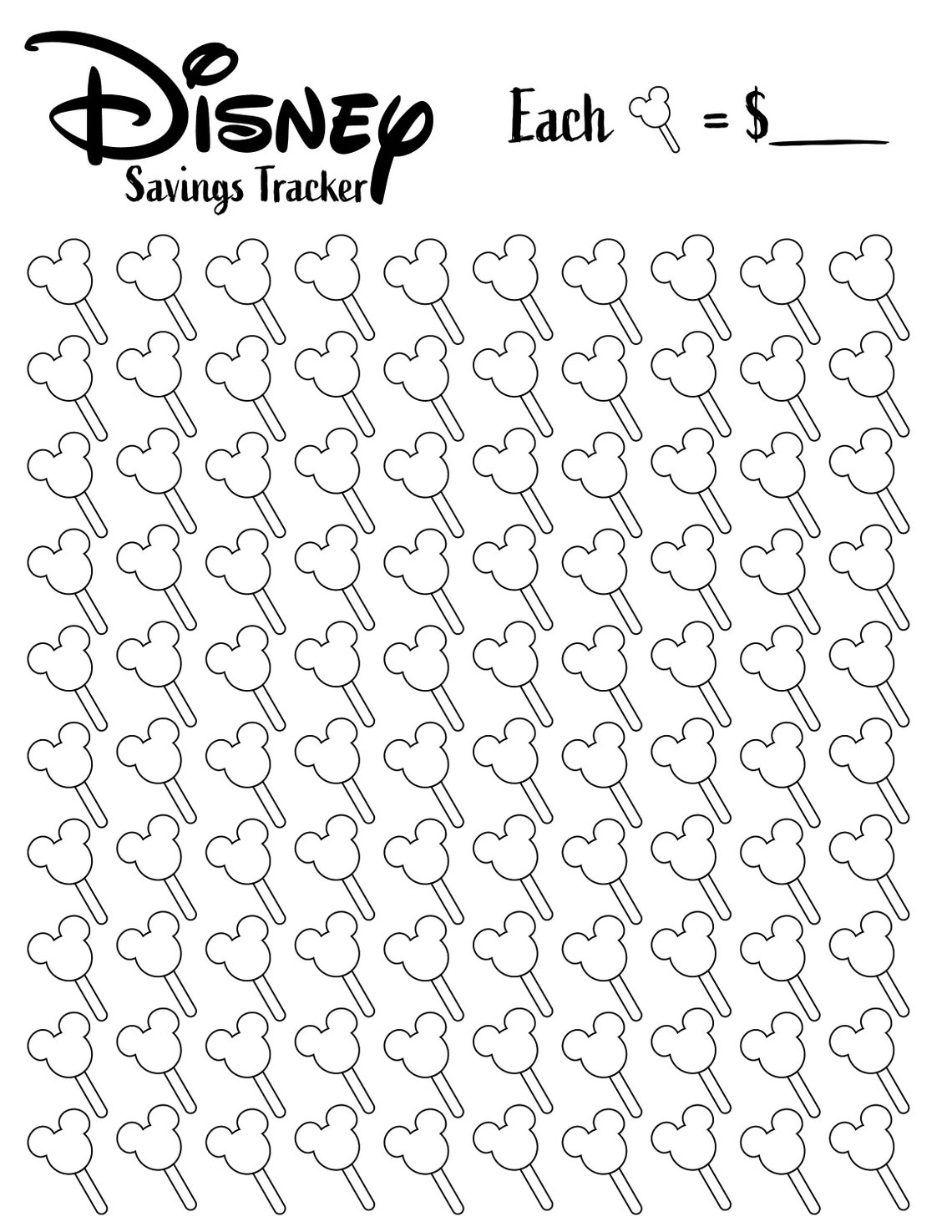 Free Printable Disney Savings Tracker