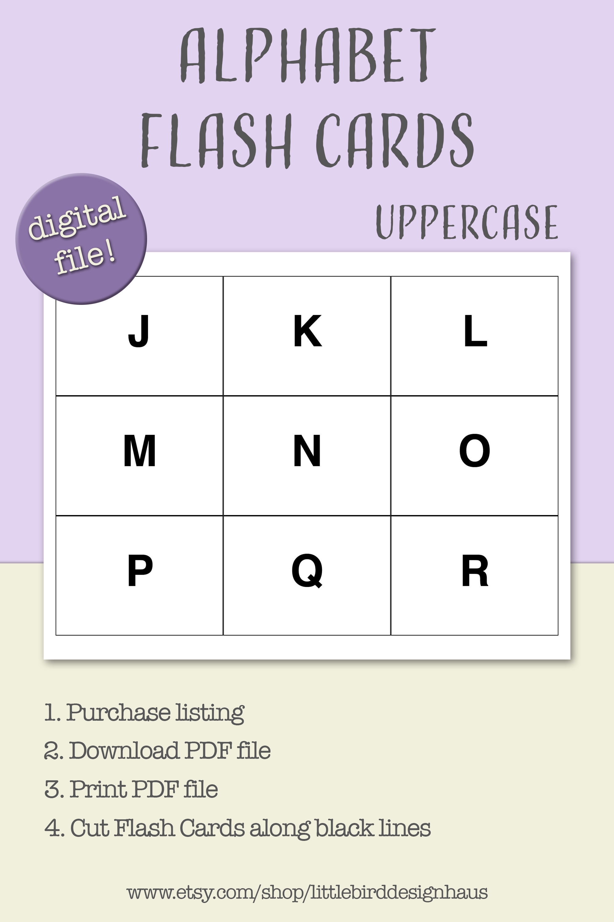 Alphabet Uppercase Flash Cards Printable. Kindergarten. Flashcards