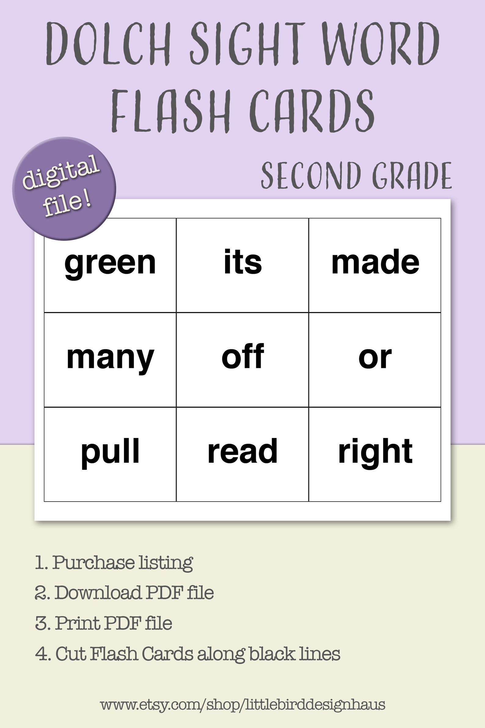 46 Dolch Second Grade Sight Word Flash Cards Printable. 2nd Grade ...