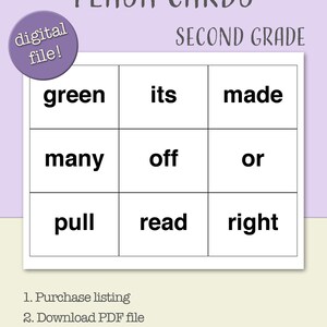 46 Dolch Second Grade Sight Word Flash Cards Printable. 2nd Grade ...