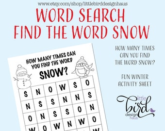 Winter Word Search Activity Worksheet | Printable Kindergarten Christmas Sheet | Instant Download Holiday | Digital Download for Kids