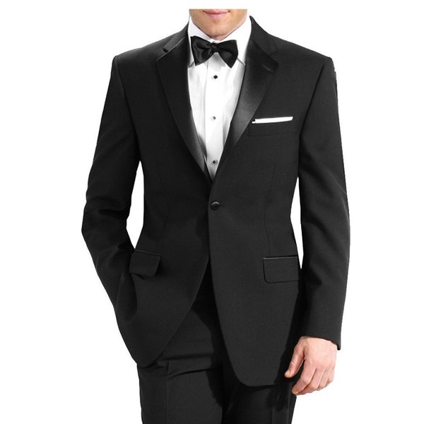 100% Wool One Button Wool Tuxedo with Notch Lapel